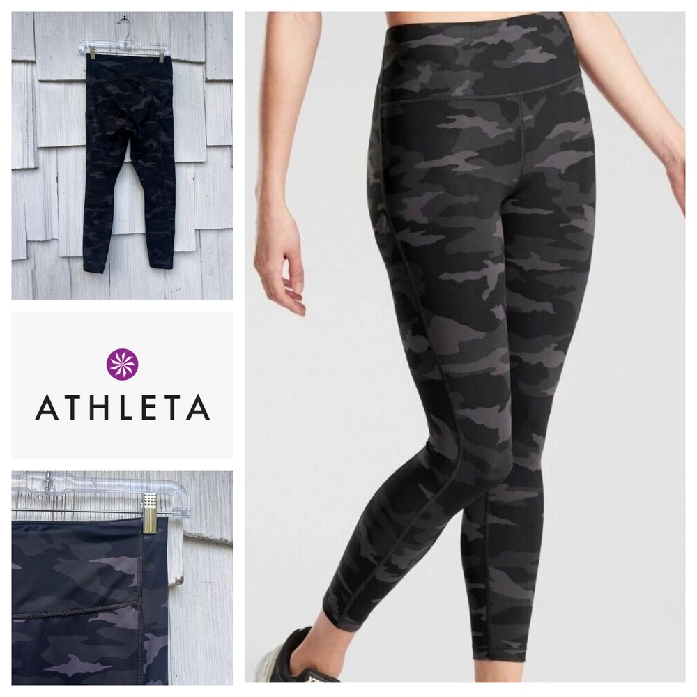 Athleta Ultimate Camo 7/8 Tight Leggings Black Grey Camouflage Athleisure Size S